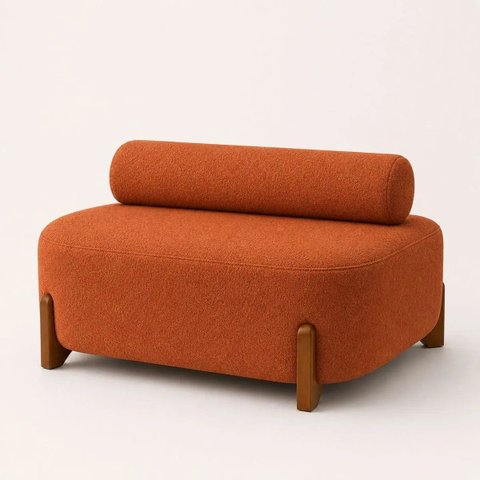 Poltrona Organica Ilha Bouclé p/ Closet e Consultório:Terracota/Liso