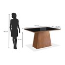 Ver imagem 5 de Conjunto Sala de Jantar Mesa 90x120cm Tampo Vidro com 4 Cadeiras Madeira Maciça Tecido Joli Cinza/Canela/Preto