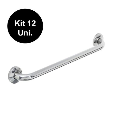 Alça de Apoio Banheiro 40cm Inox Barra Idoso Cadeirante Deficiente Acessibilidade kit 12 unds