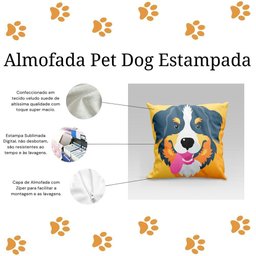 Capa de Almofada Estampada Pet Dog em Veludo Suede 45cm X 45cm Raças Cachorros Bernese - 4