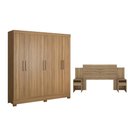 Ver imagem 1 de Guarda Roupa e Cabeceira Casal Órion 6 Portas Bater 3 Gavetas Amêndola Off White Demóbile