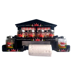 Suporte Para Condimentos Com Vidros Para Tempero E Espaço Para Papel Toalha - 1