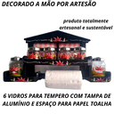 Ver imagem 2 de Suporte Para Condimentos Com Vidros Para Tempero E Espaço Para Papel Toalha