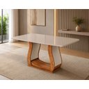 Ver imagem 1 de Mesa de Jantar Retangular 6 Lugares Inspirare Tampo Vidro e MDF Mel/Off White/Bege