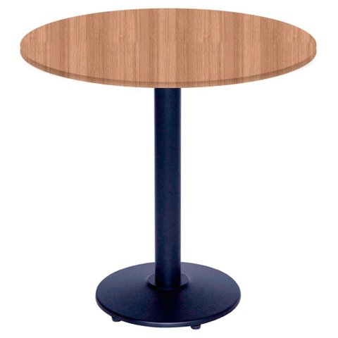 Mesa Zeta Ferro Preto 75 Cm (alt) Disco Redondo Tampo Mdp Redondo 60 Cm (larg) X 2,50 Cm (alt) Noce