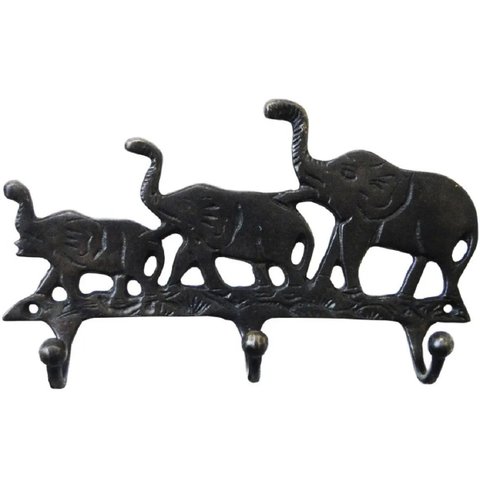 Porta Chaves Cabide Elefantes Em Bronze Oxidado Decorações