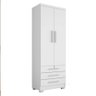 Guarda Roupa Solteiro Floripa 2 Portas 3 Gavetas com Cabideiro - Branco - 2