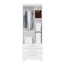 Guarda Roupa Solteiro Floripa 2 Portas 3 Gavetas com Cabideiro - Branco - 5