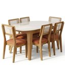 Ver imagem 2 de Conjunto para Sala de Jantar Mesa Orgânica e 6 Cadeiras Estofadas Encosto Telado 100% MDF Bolonha
