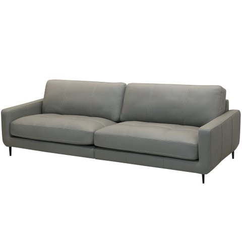 Sofá 3 Lugares para Sala Living Industrial 240cm Ávila L06 Couro Cinza Claro - Lyam Decor