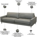 Ver imagem 3 de Sofá 3 Lugares para Sala Living Industrial 240cm Ávila L06 Couro Cinza Claro - Lyam Decor