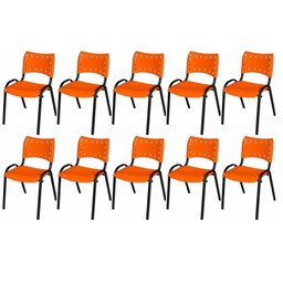 Cadeira Iso Base Preto Igreja, Escola, Escritório - Laranja Kit 10 Peças - 2