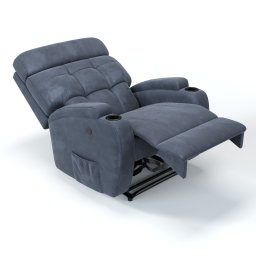 Poltrona do Papai Reclinável em Tecido Suede Cor Azul Dennin Reclinação Elétrica - Modelo Florença - 6