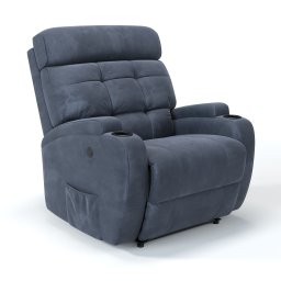 Poltrona do Papai Reclinável em Tecido Suede Cor Azul Dennin Reclinação Elétrica - Modelo Florença - 1