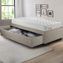 Ver imagem 6 de Base Box Cama Solteiro Sapateira Linho Bege e Colchão Ecoline D33 Ecoflex 88x188