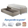 Base Box Cama Solteiro Sapateira Linho Bege e Colchão Ecoline D33 Ecoflex 88x188 - 2