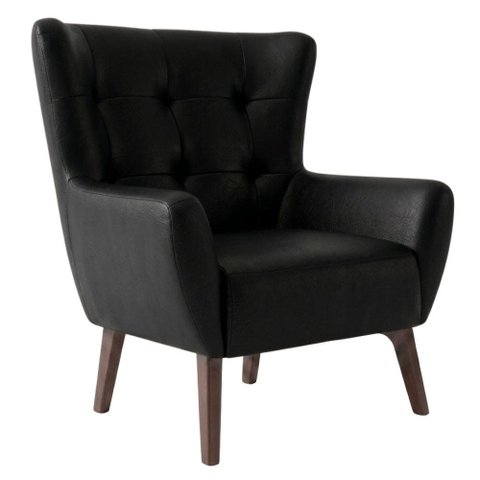 Poltrona Decorativa Malta Base Madeira Courino Tcs 724 Moll