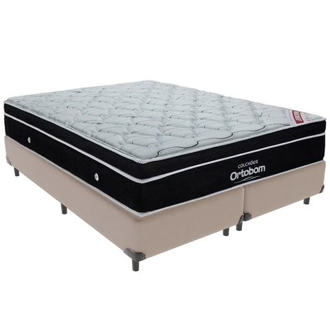 Cama Box e Colchão Elegant Molas Ensacadas Queen Ortobom: Bege