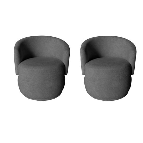 Kit 2 Poltronas Decorativa Beatriz Orgânica Bouclé Cinza
