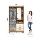 Ver imagem 3 de Guarda Roupa Solteiro com Espelho 2 Portas 3 Gavetas Savanna Espresso Móveis Bege/Off White/Nature