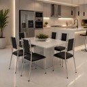 Ver imagem 6 de 6 Cadeiras Veneza Cromada Estofada Moderna Cozinha Gourmet:Preto 406