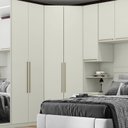 Ver imagem 5 de Guarda Roupa Canto Closet Modulado 2 Portas 3 Gavetas LED Predileto Branco/Areia HP