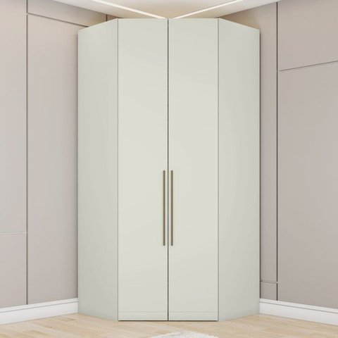 Guarda Roupa Canto Closet Modulado 2 Portas 3 Gavetas LED Predileto Areia HP