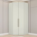 Ver imagem 1 de Guarda Roupa Canto Closet Modulado 2 Portas 3 Gavetas LED Predileto Branco/Areia HP
