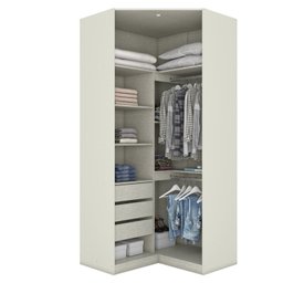 Guarda Roupa Canto Closet Modulado 2 Portas 3 Gavetas Led Predileto - 4
