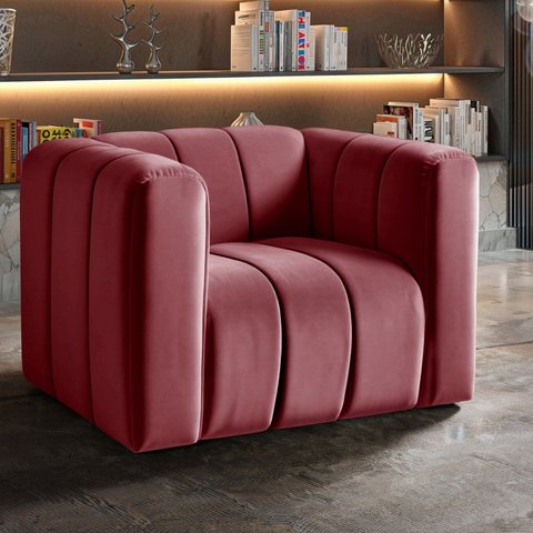 Poltrona Mona Decorativa Retrô Moderna Sala de Estar Vermelho Bordô