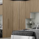Ver imagem 5 de Guarda Roupa Canto Closet Modulado 2 Portas 3 Gavetas LED Predileto Marrom/Areia HP/Jequitibá