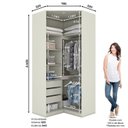 Ver imagem 3 de Guarda Roupa Canto Closet Modulado 2 Portas 3 Gavetas com Espelho Predileto Branco/Areia HP