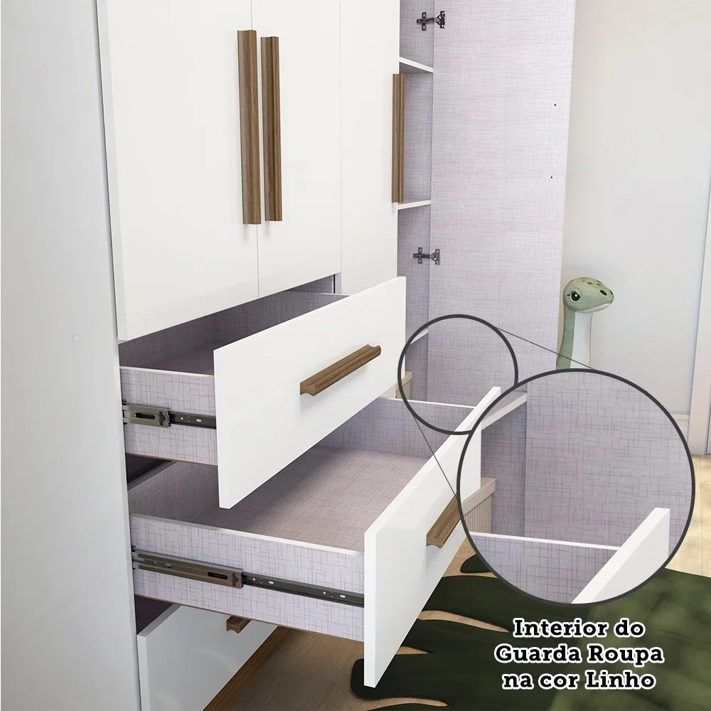 Quarto de Bebê Completo com Berço e Guarda Roupa 100% MDF Jolie Retrô - 14