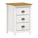 Ver imagem 2 de MESA DE CABECEIRA 3 GAVETAS TOPAZIO - BRANCO/CARVALHO