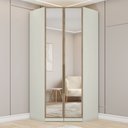 Ver imagem 1 de Guarda Roupa Canto Closet Modulado 2 Portas 3 Gavetas com Espelho Predileto Marrom/Areia HP/Jequitib