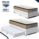 Ver imagem 2 de Cama Box com Colchão Gazin de Molas Ensacadas Pillow Top Air Pro + Auxiliar de Espuma Solteiro 88cm