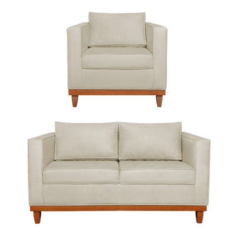 Kit Sofa 3 Lugares e 2 Poltronas Europa 180 Cm Bouclé - Doce Sonho Móveis
