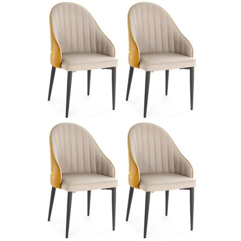 Kit 4 Cadeiras de Jantar Estofada Design La Martina - Bege