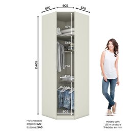 Guarda Roupa Canto Oblíquo Modulado 1 Porta Predileto - 3 Guarda Roupa Canto Oblíquo Modulado 1 Porta Predileto - 3