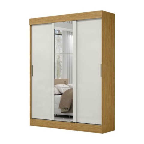 Guarda-roupa Casal Sirius 3 Portas 2 Gavetas com Espelho Marrocos/off White - Mx Móveis
