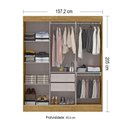 Ver imagem 4 de Guarda-roupa Casal Sirius 3 Portas 2 Gavetas com Espelho Marrocos/off White - Mx Móveis