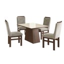 Ver imagem 2 de Conjunto Sala de Jantar Mesa 90x120cm Tampo Vidro com 4 Cadeiras Madeira Maciça Tecido Joli