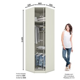 Guarda Roupa Canto Oblíquo Modulado 1 Porta Predileto  - 3