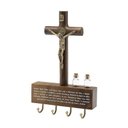Ver imagem 1 de Porta Chaves Crucifixo Medalha de São Bento Parede Oração do Lar