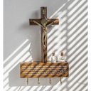 Ver imagem 4 de Porta Chaves Crucifixo Medalha de São Bento Parede Oração do Lar