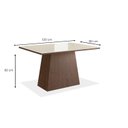 Ver imagem 3 de Conjunto Sala de Jantar Mesa 90x120cm Tampo Vidro com 4 Cadeiras Madeira Maciça Tecido Joli Marrom/Tabaco/Off White
