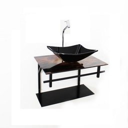 Gabinete de Vidro para Banheiro 60cm Retangular Ap Slim Madeira Rústica - 1