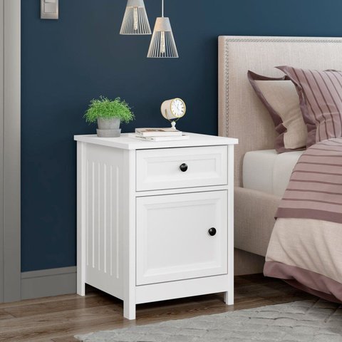 Mesa de Cabeceira para Quarto 1 Gaveta 1 Porta 44,6cm x 60,4cm Americana Branco