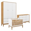Ver imagem 1 de Quarto de Bebe Unique 3 Portas com Cômoda Sapateira Branco Soft Freijó Eco Wood - Matic