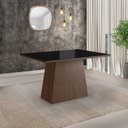 Ver imagem 7 de Conjunto Sala de Jantar Mesa 90x120cm Tampo Vidro com 4 Cadeiras Madeira Maciça Tecido Joli Cinza/Tabaco/Preto
